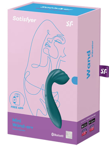Перезаряжаемый смарт-массажер Satisfyer Mini Wand-er+ цвета морской волны фото 6