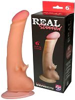 Фаллоимитатор из киберкожи Real Standard со стимулирующими лепестками 20 см