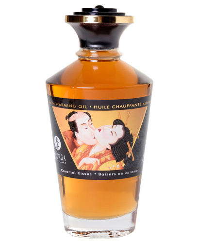 Разогревающее массажное масло Shunga Caramel Kisses c ароматом карамели 100 мл фото 2