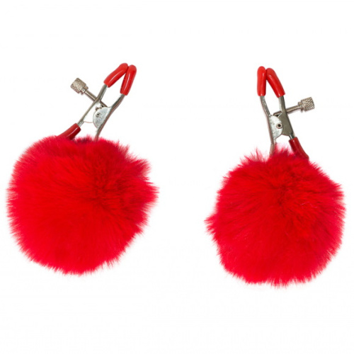 Зажимы на соски с красным мехом Party Hard Angelic Red фото 4