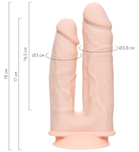 Двойной фаллоимитатор с присоской RealStick Silicone Armie H 19 см фото 11