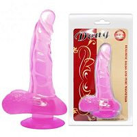 Фаллоимитатор на присоске с мошонкой розовый 17 см