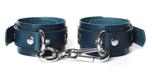 Эксклюзивные наручники из натуральной кожи Skin Love изумрудные фото 2