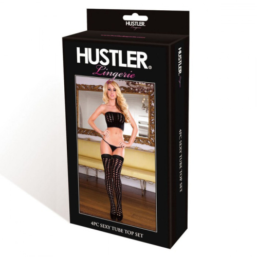 Топик трусики и чулки Round Hole в круглую сетку фото 4