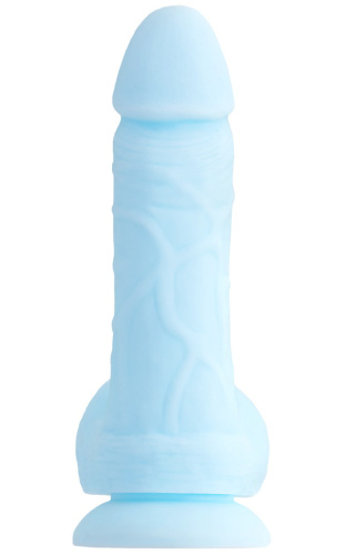 Голубой фаллос с мошонкой из жидкого силикона Toyfa Arthur 20 см фото 3