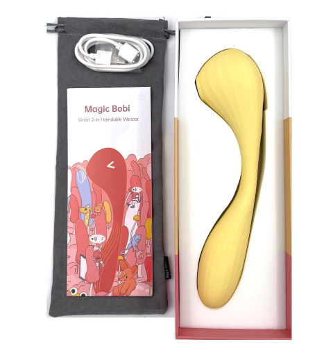 Гибкий вагинально-клиторальный смарт-вибратор Magic Motion Bobi желтый фото 10