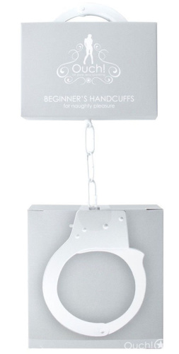 Белые металлические наручники Ouch Beginners Handcuffs фото 2