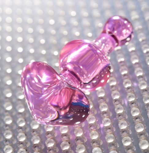 Cтеклянная анальная втулка Sexus Glass розового цвета 10 см фото 6