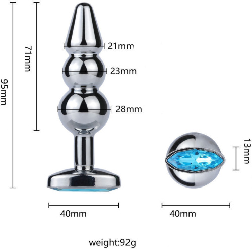 Металлическая анальная елочка с голубым камушком фото 6