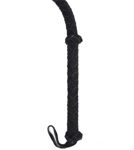 Черный кнут из натуральной замши 120 см фото 3