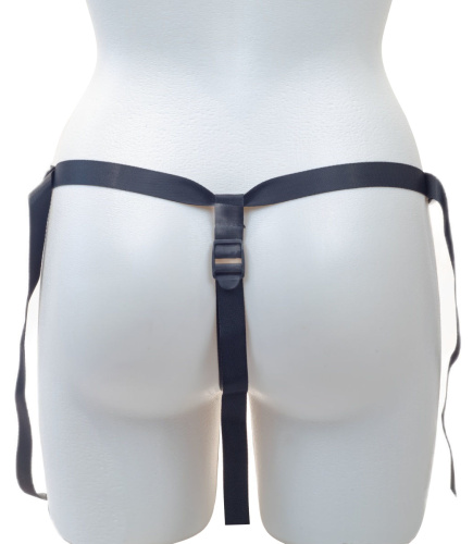 Классический черный страпон на регулируемых трусиках-стрингах 16 см фото 4