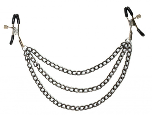 Зажимы на соски с тройной цепочкой Party Hard Uncensored фото 4