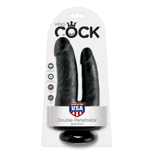 Двойной фаллоимитатор с присоской King Cock Double Penetrator Black фото 5