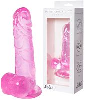 Прозрачный фаллоимитатор с мошонкой Intergalactic Oxygen Pink 18 см
