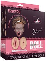 Кукла-мулатка Yael в позе наездницы с открытым ротиком и большой грудью Cowgirl Style Love Doll