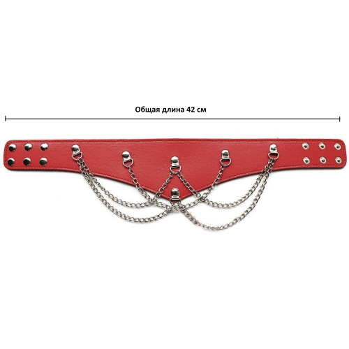 Красный ошейник с цепочками фото 3