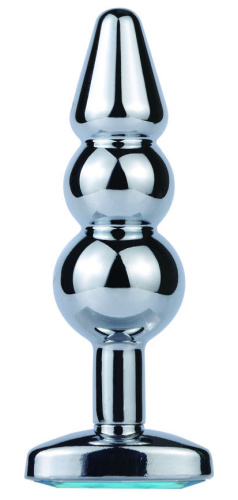 Металлическая анальная елочка с голубым камушком фото 4