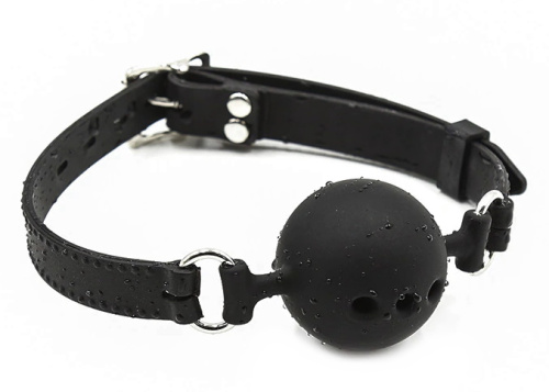 Кляп-шар из медицинского силикона черного цвета L фото 3