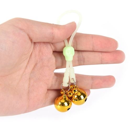 Светящиеся в темноте лассо для сосков с золотыми бубенчиками фото 3