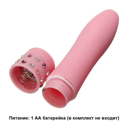Вибратор со стразами розовый Diamond Princess фото 4