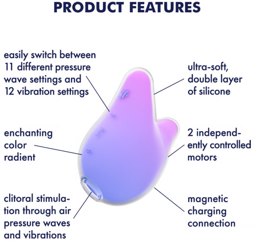 Вакуумно-волновой стимулятор с вибрацией Satisfyer Mermaid Vibes лилово-розовый фото 5