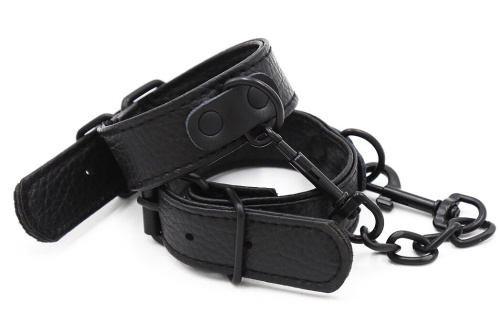 Тонкие БДСМ наручники черного цвета фото 2