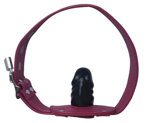 Кляп-фаллос на бордовом ремешке S фото 3