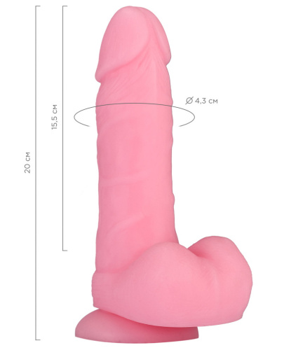 Розовый фаллос с мошонкой из жидкого силикона Toyfa Scott 20 см фото 10