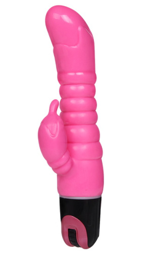 Розовый вибратор для точки G с клиторальным стимулятором фото 2
