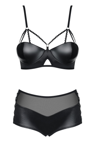 Дерзкий черный комплект из материала Wet Look Leatheria S/M фото 4