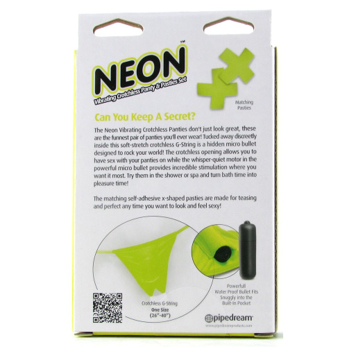 Трусики с вырезом с вибропулей и пэстисы Neon Yellow фото 2