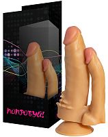 Двойной фаллоимитатор с клиторальными стимуляторами 16 см