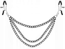 Зажимы для сосков с тройной черной цепочкой