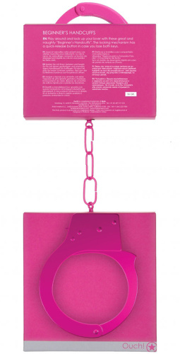Розовые металлические наручники Ouch Beginners Handcuffs фото 5