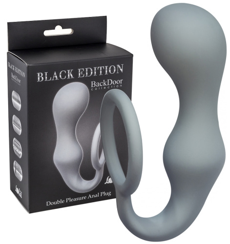 Анальная пробка с кольцом на пенис Double Pleasure Anal Plug Grey