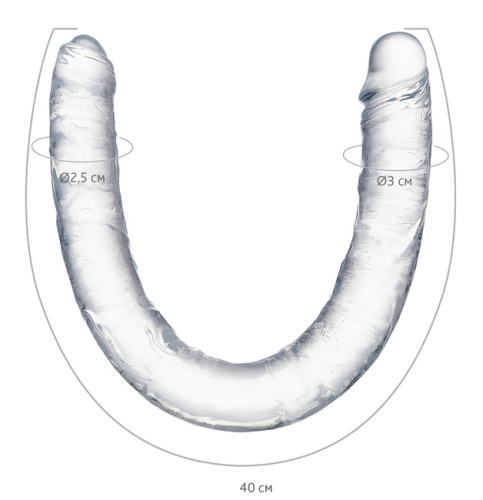 Двухголовый прозрачный фаллоимитатор Toyfa Double Dildo 40 см фото 10