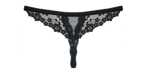 Черные трусики-стринги с доступом Letica S/M фото 4