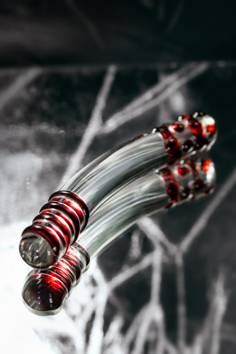 Двухсторонний роскошный фаллос из стекла фото 10