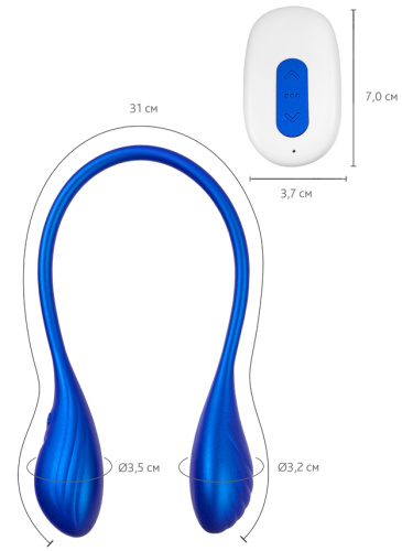 Двойной смарт-вибростимулятор Leroina App Agamien с пультом управления синий фото 10