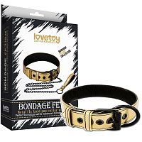 Ошейник с поводком на цепи Bondage Fetish золотистый
