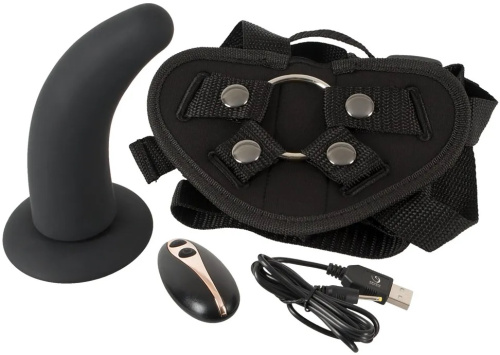 Вибрострапон черного цвета с трусиками RC Vibrating Strap-On фото 4