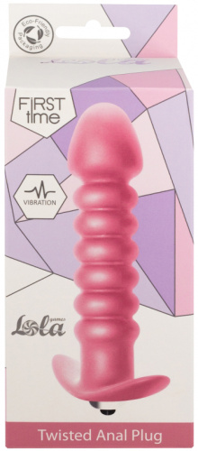 Рифленая анальная пробка с вибрацией Twisted Anal Plug Pink фото 3