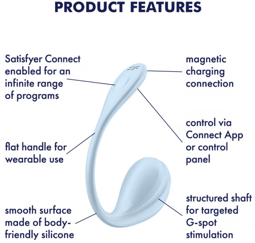 Мощный смарт-вибростимулятор Satisfyer Smooth Petal голубой фото 5