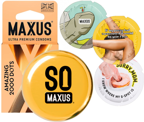 Презервативы в металлическом кейсе Maxus №3 Amazing 2000 Dots точечные