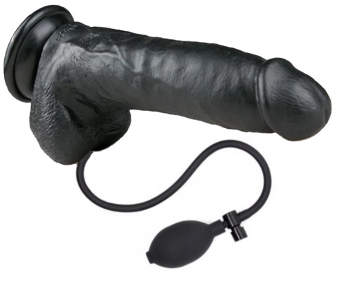 Черный расширяющийся фаллос с мошонкой