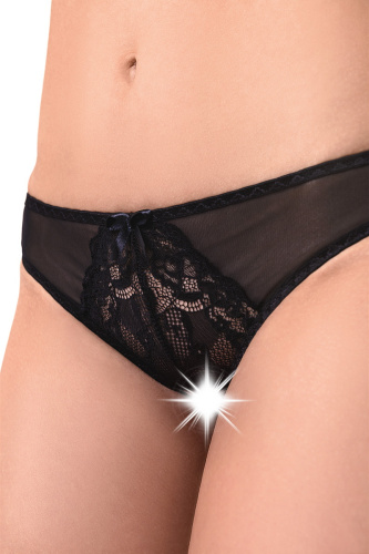 Эротические трусики черного цвета с бантом Erolanta Mia М фото 3