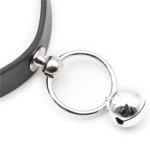 Черный классический ошейник с бубенчиком фото 3