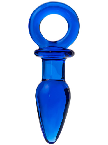 Синяя анальная втулка из стекла Sexus Glass фото 2