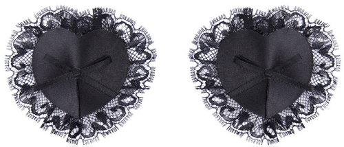 Кружевные пэстисы в форме сердца черные фото 2