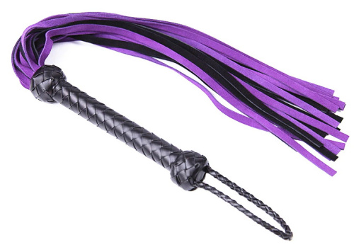 Черно-фиолетовая плеть из натуральной замши 70 см фото 2